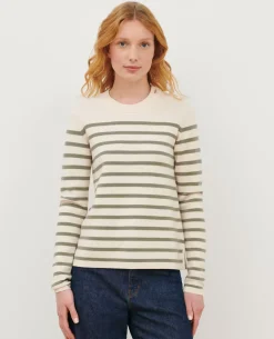 Maille|Comptoir des Cotonniers Maddy - Pull Marin En Laine Merinos 0561 Vetiver Stripes