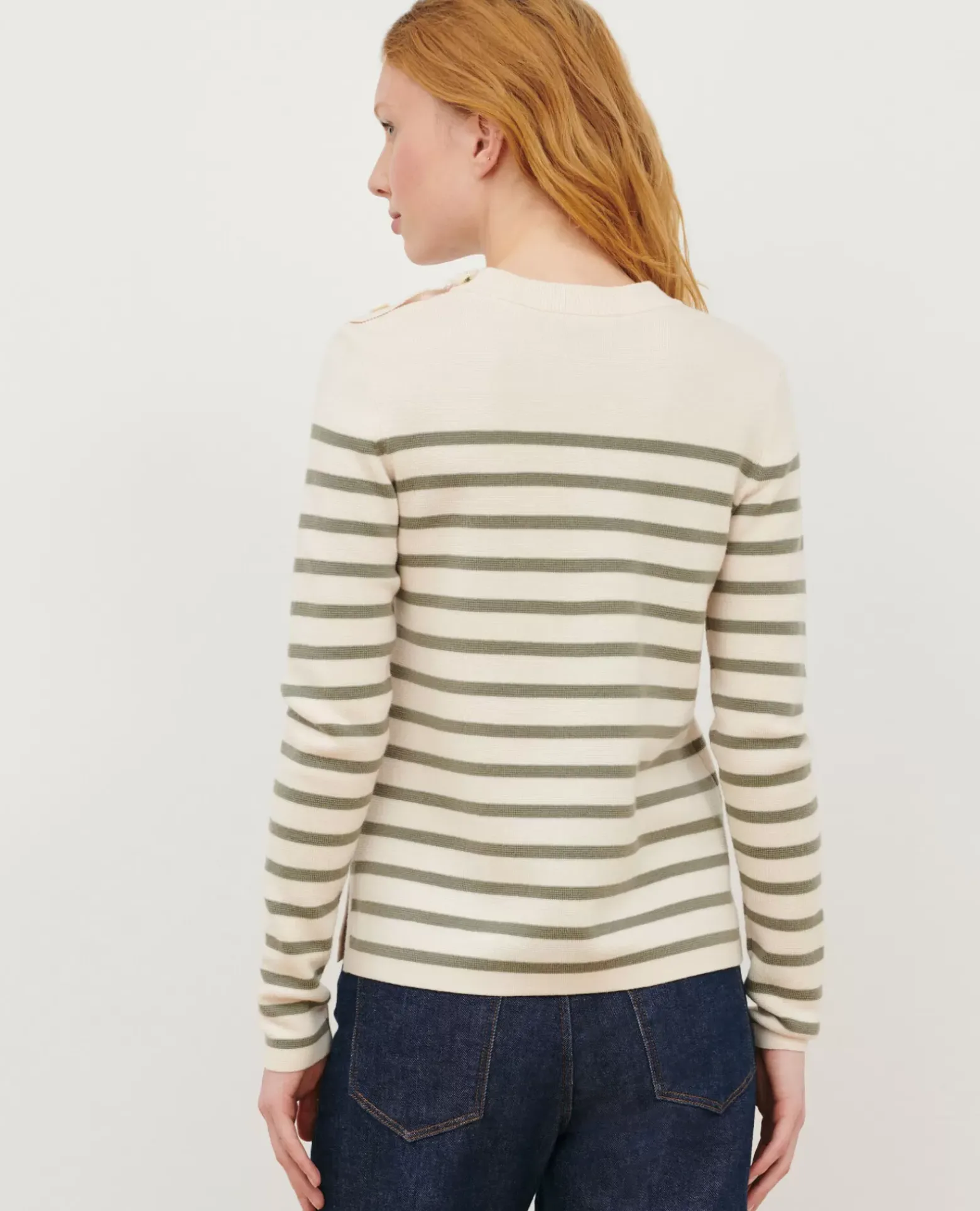 Maille|Comptoir des Cotonniers Maddy - Pull Marin En Laine Merinos 0561 Vetiver Stripes