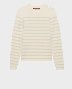 Maille|Comptoir des Cotonniers Maddy - Pull Marin En Laine Merinos 8801 01 Offwhite