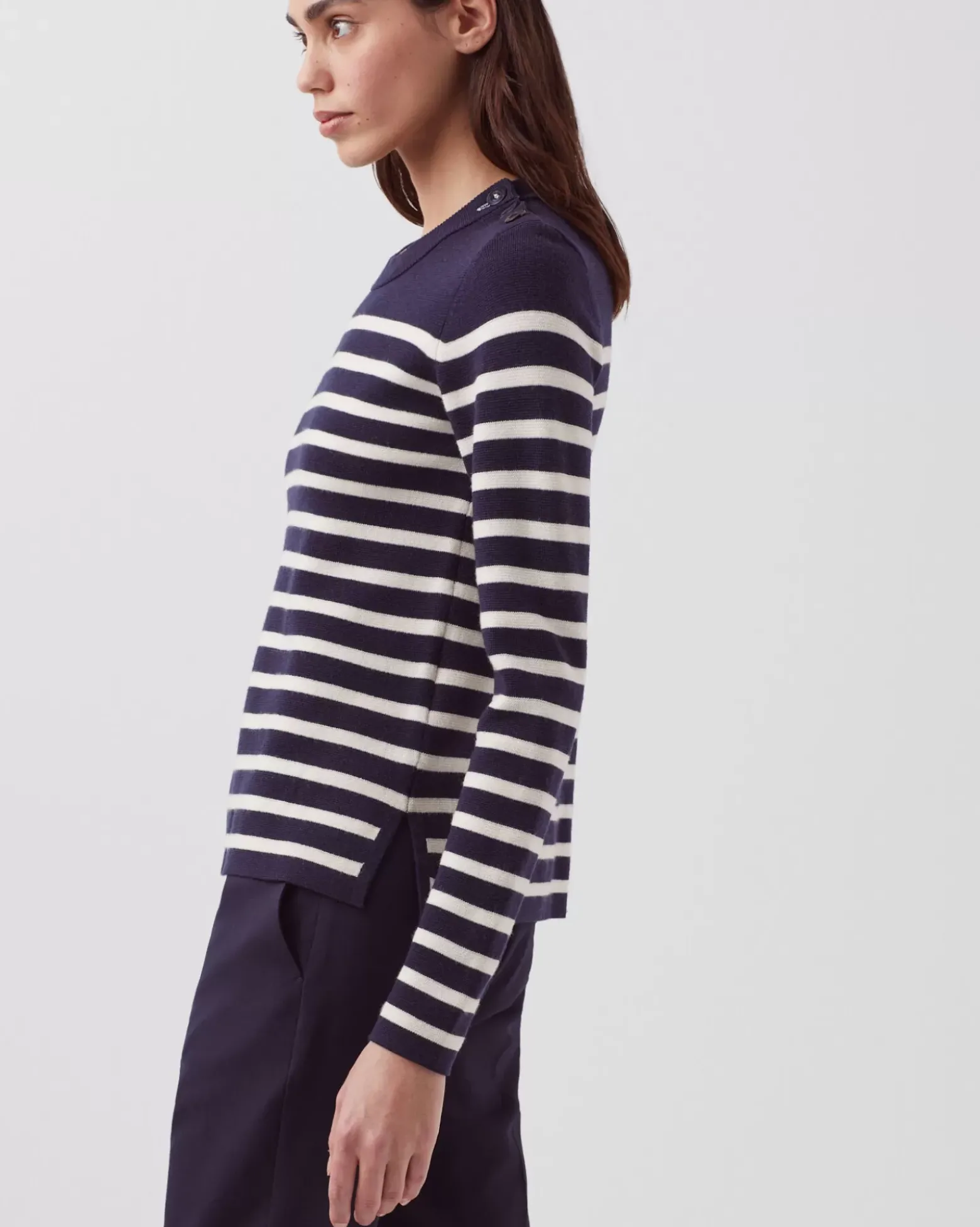 Maille|Comptoir des Cotonniers Maddy - Pull Marin En Laine Merinos 8875 69 Navy Stripes