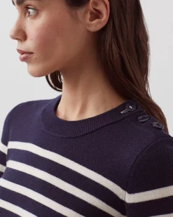 Maille|Comptoir des Cotonniers Maddy - Pull Marin En Laine Merinos 8875 69 Navy Stripes