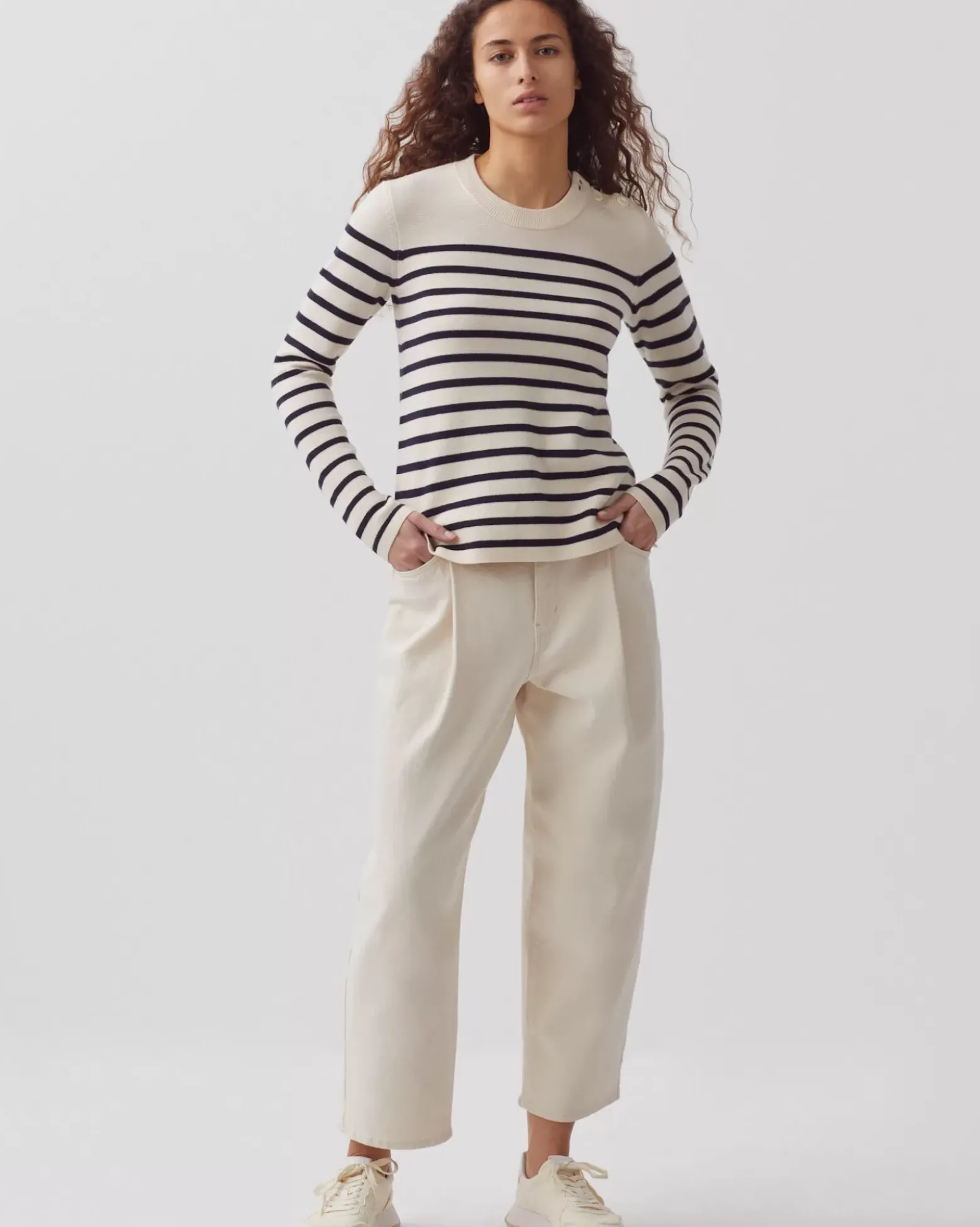 Maille|Comptoir des Cotonniers Maddy - Pull Marin En Laine Merinos 8842 01 Offwhite