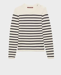 Maille|Comptoir des Cotonniers Maddy - Pull Marin En Laine Merinos 8842 01 Offwhite