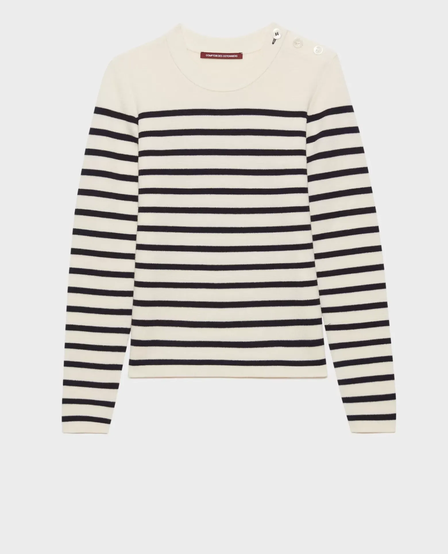 Maille|Comptoir des Cotonniers Maddy - Pull Marin En Laine Merinos 8842 01 Offwhite