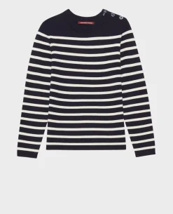 Maille|Comptoir des Cotonniers Maddy - Pull Marin En Laine Merinos Stp Nv Wht
