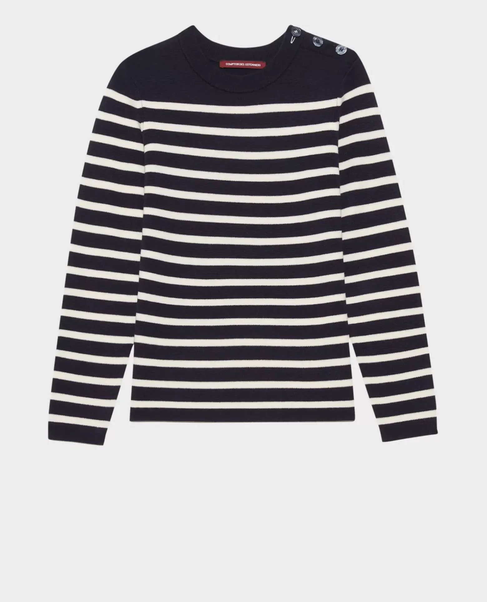 Maille|Comptoir des Cotonniers Maddy - Pull Marin En Laine Merinos Stp Nv Wht