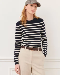 Maille|Comptoir des Cotonniers Maddy - Pull Marin En Laine Merinos Stp Nv Wht