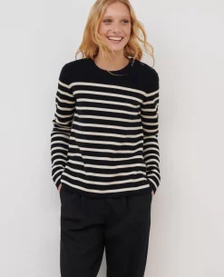 Maille|Comptoir des Cotonniers Maddy - Pull Marin En Laine Merinos 8824 09 Black