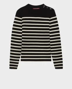 Maille|Comptoir des Cotonniers Maddy - Pull Marin En Laine Merinos 8824 09 Black