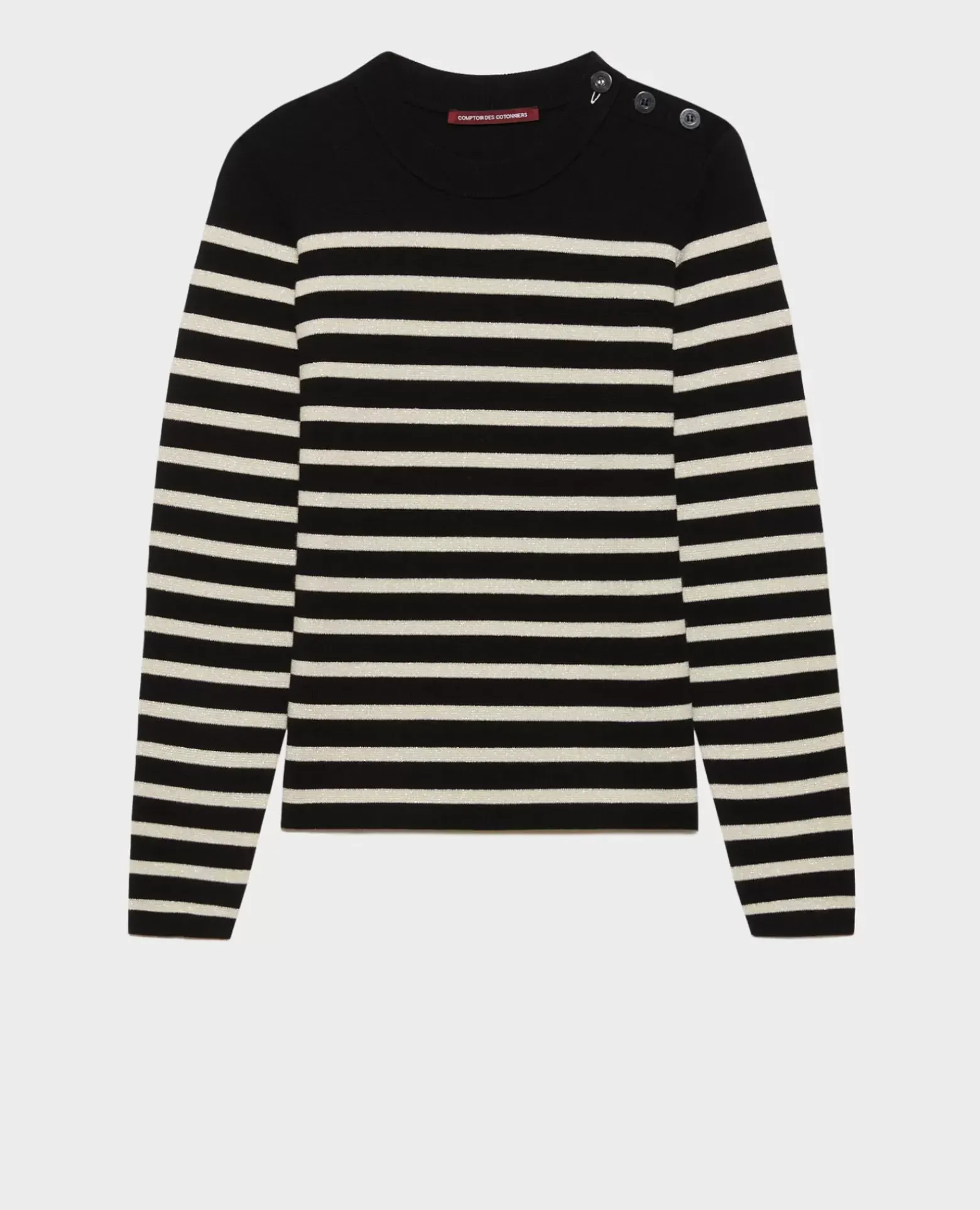 Maille|Comptoir des Cotonniers Maddy - Pull Marin En Laine Merinos 8824 09 Black