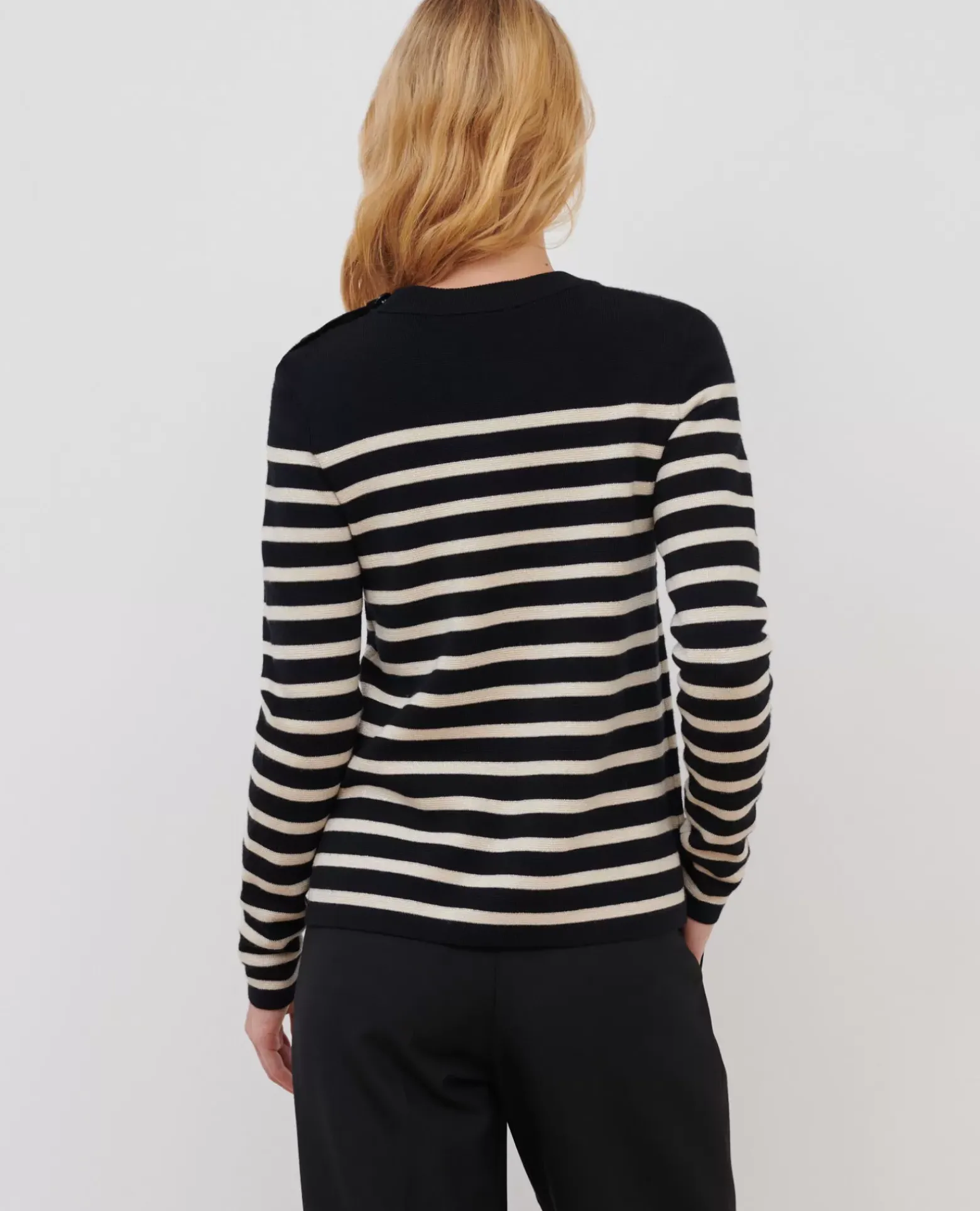 Maille|Comptoir des Cotonniers Maddy - Pull Marin En Laine Merinos 8824 09 Black