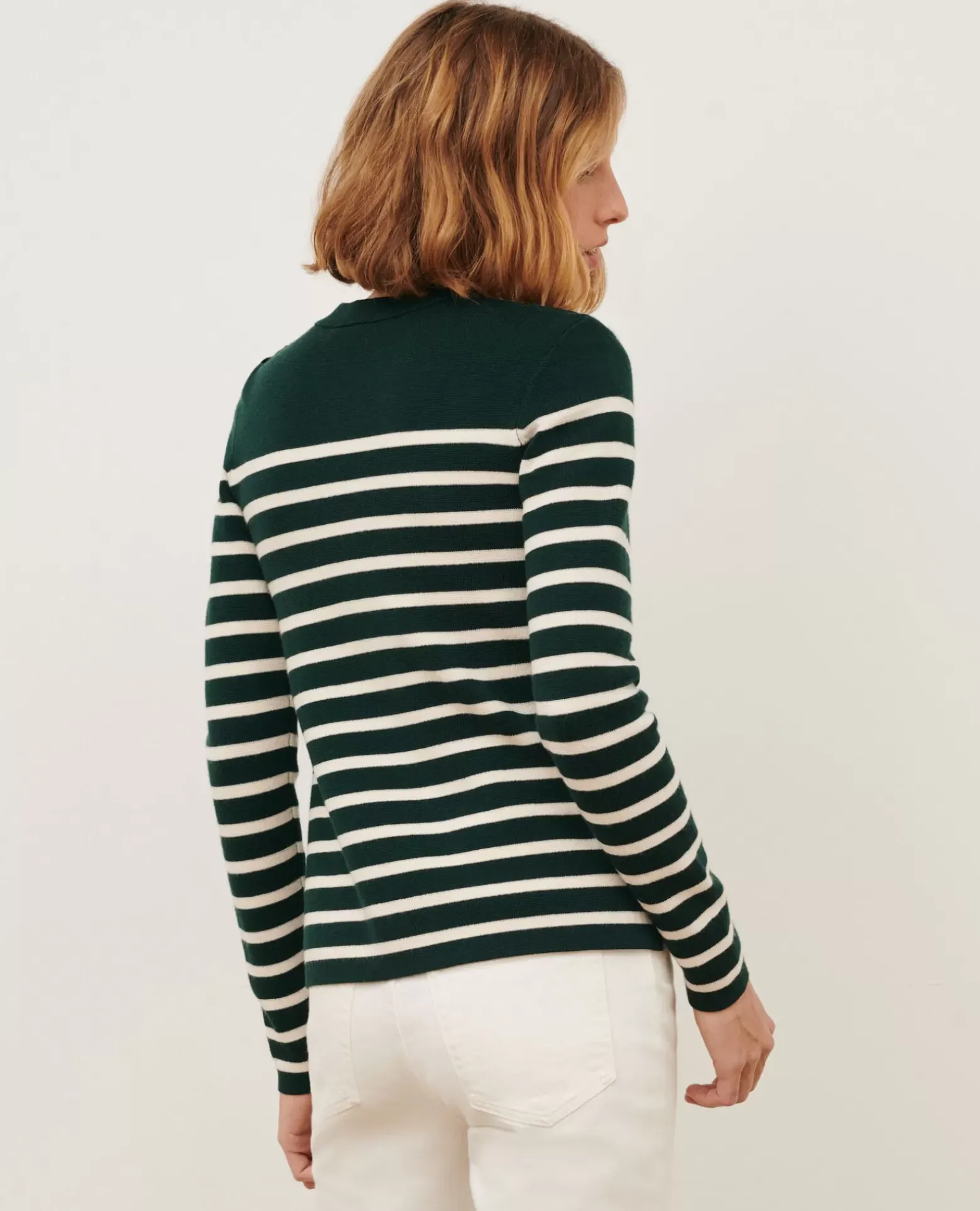 Maille|Comptoir des Cotonniers Maddy - Pull Marin En Laine Merinos 8872 58 Darkgreen Stripe