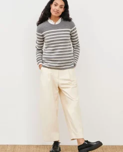 Maille|Comptoir des Cotonniers Maddy - Pull Marin En Laine Merinos 8873 04 Grey Stripes