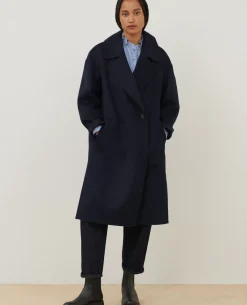 Vestes & Trenchs|Comptoir des Cotonniers Manteau Double Face Laine Et Cachemire 7012C 69 Navy