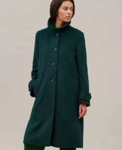 Vestes & Trenchs|Comptoir des Cotonniers Manteau Droit Laine Texturee 8880 59 Darkgreen