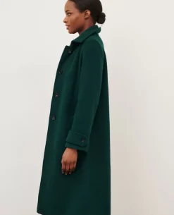 Vestes & Trenchs|Comptoir des Cotonniers Manteau Droit Laine Texturee 8880 59 Darkgreen