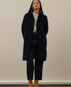 Vestes & Trenchs|Comptoir des Cotonniers Manteau Long En Laine Melangee 8851 66 Blue