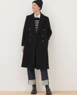 Vestes & Trenchs|Comptoir des Cotonniers Manteau Long En Laine Melangee 8824 09 Black