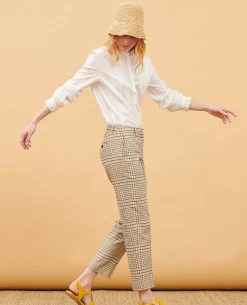 Pantalons|Comptoir des Cotonniers Marguerite - Pantalon Cigarette 0400 Cream Checks