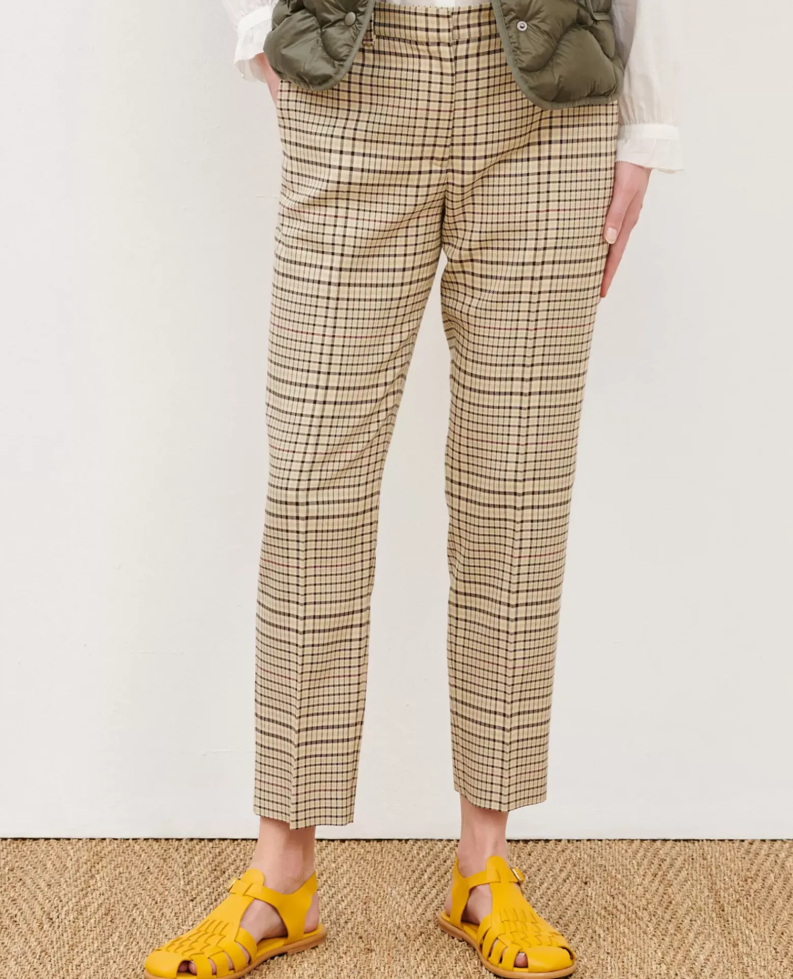 Pantalons|Comptoir des Cotonniers Marguerite - Pantalon Cigarette 0400 Cream Checks