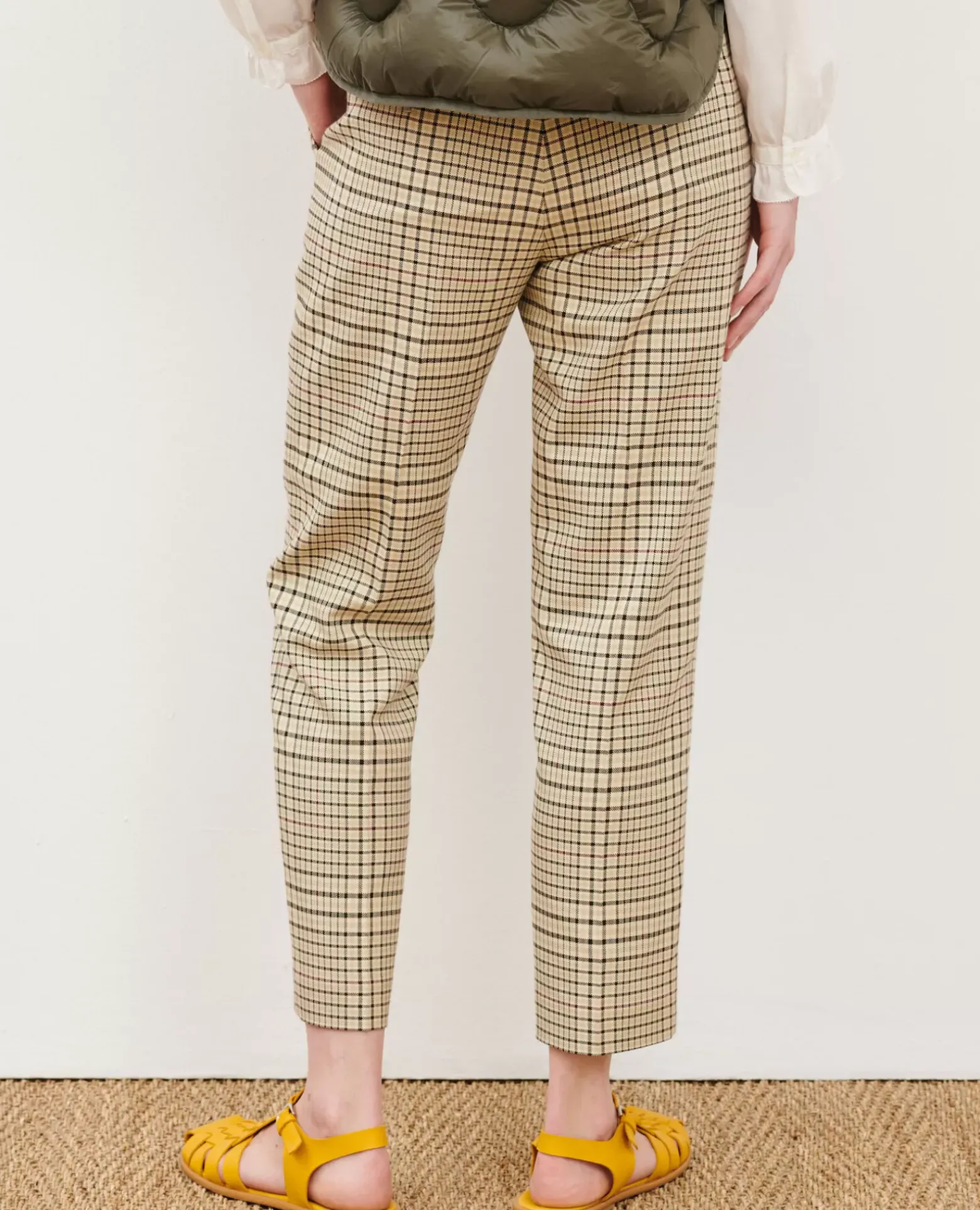 Pantalons|Comptoir des Cotonniers Marguerite - Pantalon Cigarette 0400 Cream Checks