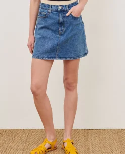 Jupes & Shorts|Comptoir des Cotonniers Minijupe En Jean 0642 Vintage Wash Denim