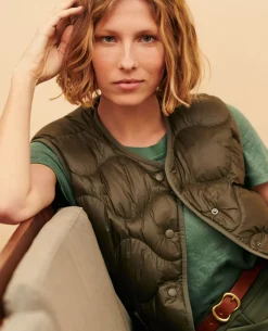 Vestes & Trenchs|Comptoir des Cotonniers Plume - Veste Sans Manches 0380 Sea Turtle Green