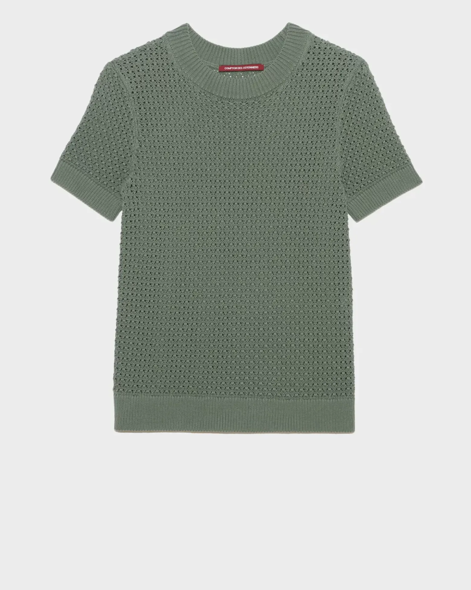 Maille|Comptoir des Cotonniers Pull A Manches Courtes En Coton 0381 Dark Forest