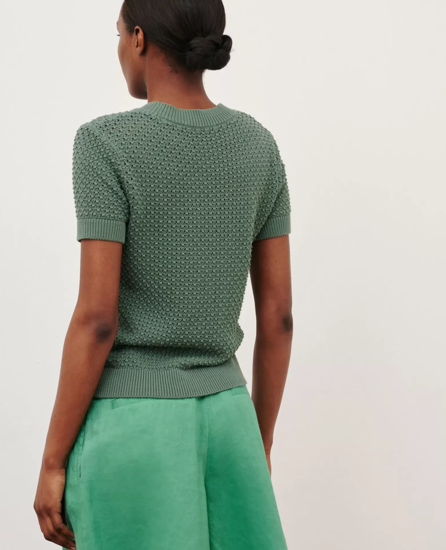 Maille|Comptoir des Cotonniers Pull A Manches Courtes En Coton 0381 Dark Forest
