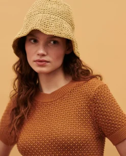 Maille|Comptoir des Cotonniers Pull A Manches Courtes En Coton 0320 Almond Brown