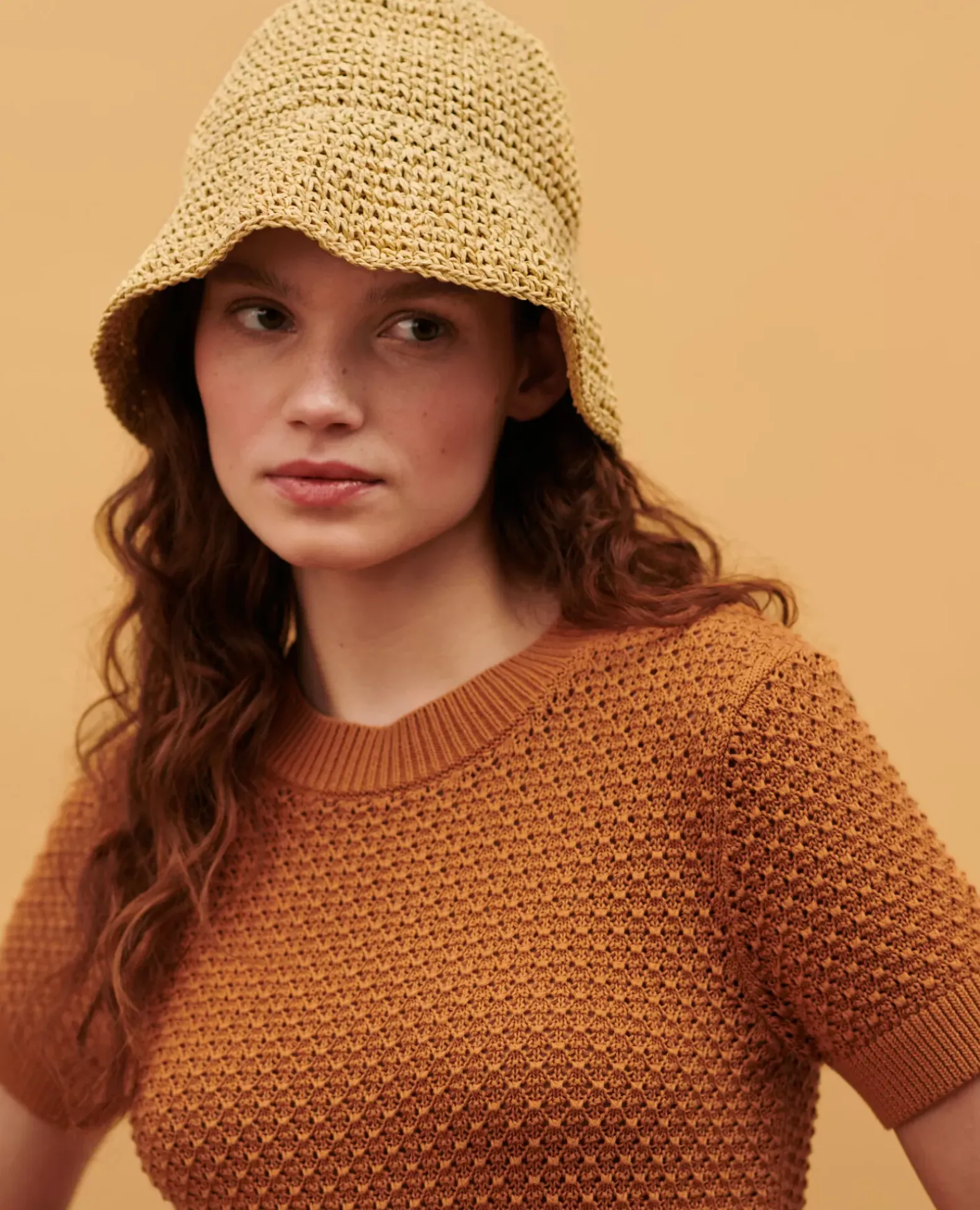Maille|Comptoir des Cotonniers Pull A Manches Courtes En Coton 0320 Almond Brown