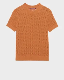 Maille|Comptoir des Cotonniers Pull A Manches Courtes En Coton 0320 Almond Brown
