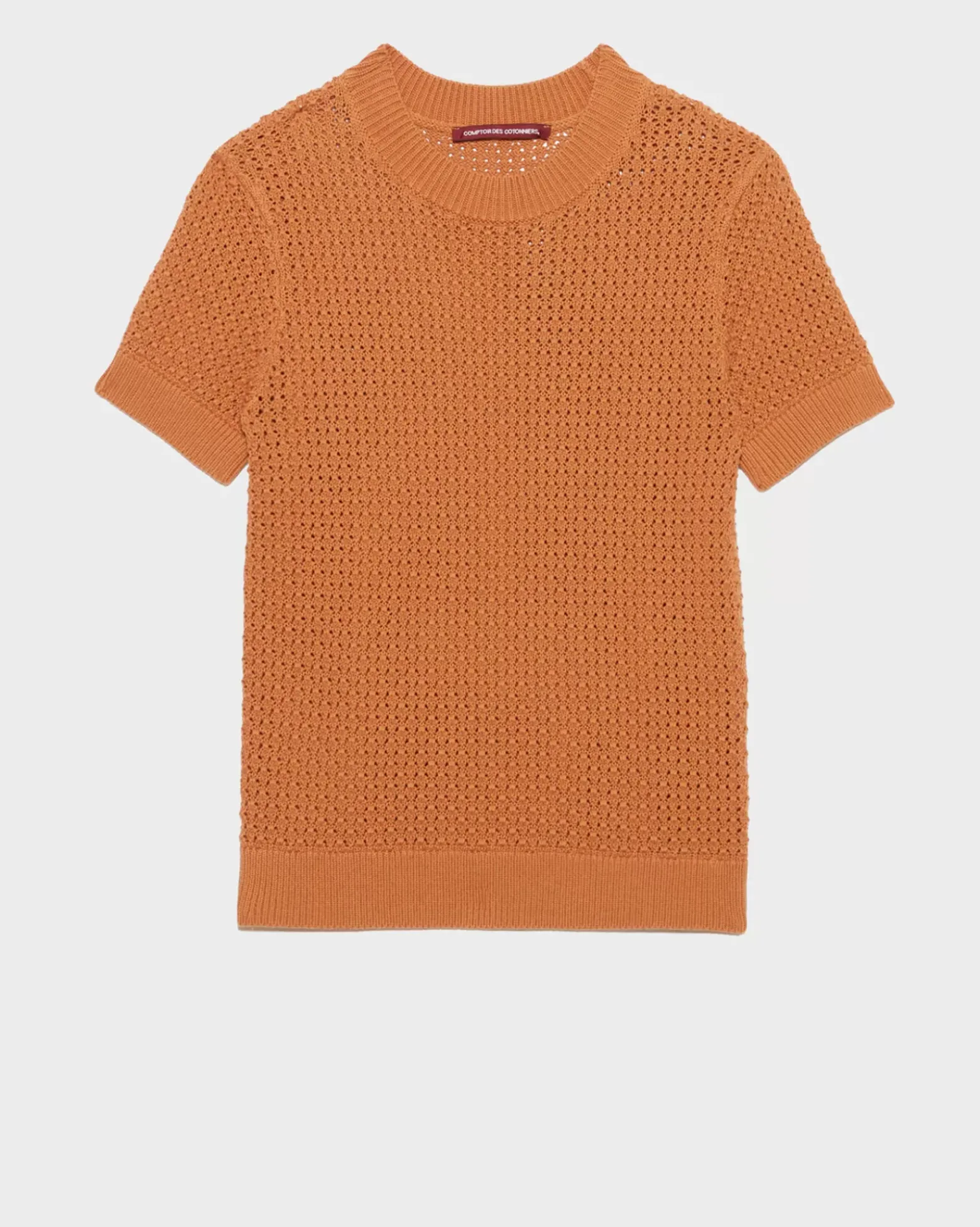 Maille|Comptoir des Cotonniers Pull A Manches Courtes En Coton 0320 Almond Brown