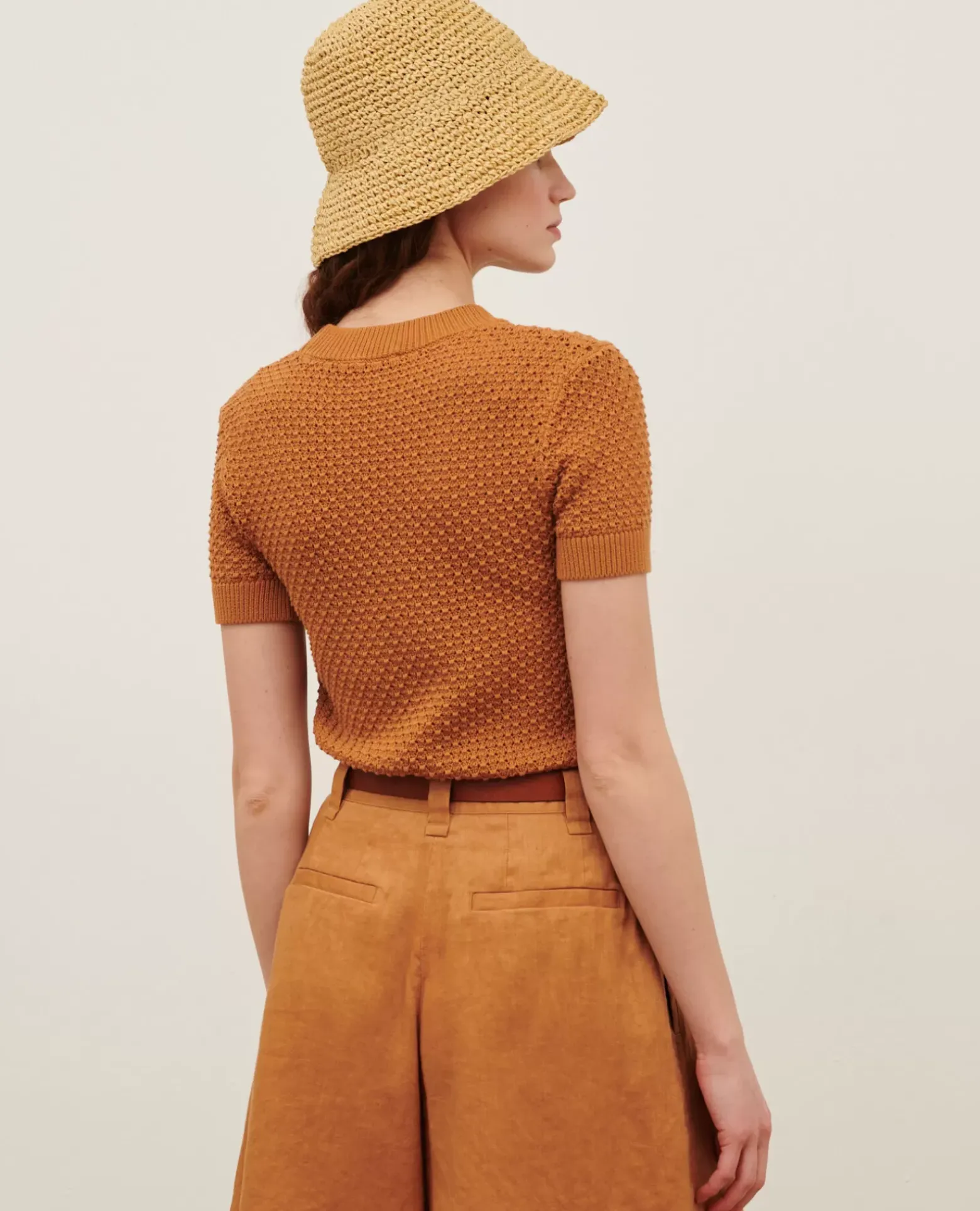 Maille|Comptoir des Cotonniers Pull A Manches Courtes En Coton 0320 Almond Brown