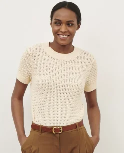 Maille|Comptoir des Cotonniers Pull A Manches Courtes En Coton 0401 Ivory