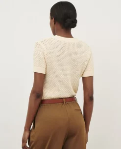 Maille|Comptoir des Cotonniers Pull A Manches Courtes En Coton 0401 Ivory