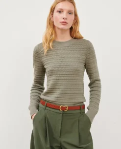 Maille|Comptoir des Cotonniers Pull Ajoure En Laine Merinos 0560 Vetiver