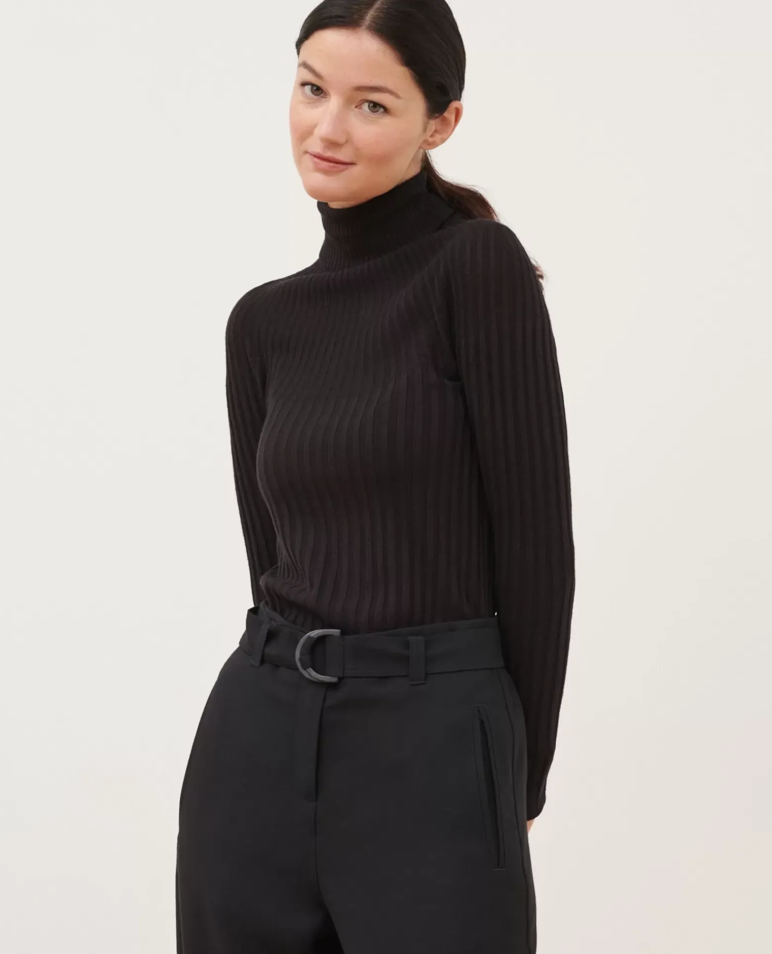 Maille|Comptoir des Cotonniers Pull Chaussette En Laine Merinos 8853 09 Black
