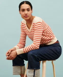 Maille|Comptoir des Cotonniers Pull Mariniere En Lin 0240 Tiger Lily Stripes