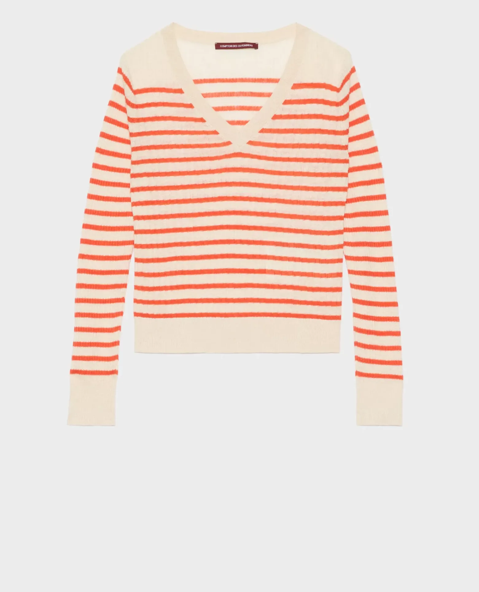 Maille|Comptoir des Cotonniers Pull Mariniere En Lin 0240 Tiger Lily Stripes