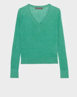 Maille|Comptoir des Cotonniers Pull Texture En Lin 0542 Pine Green