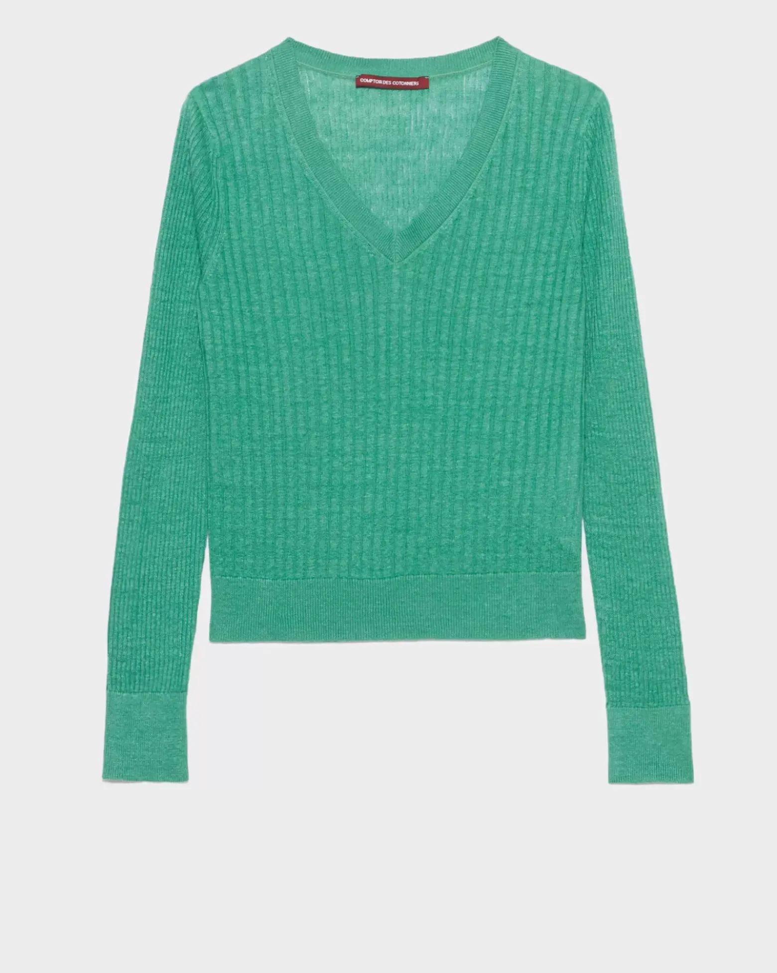 Maille|Comptoir des Cotonniers Pull Texture En Lin 0542 Pine Green
