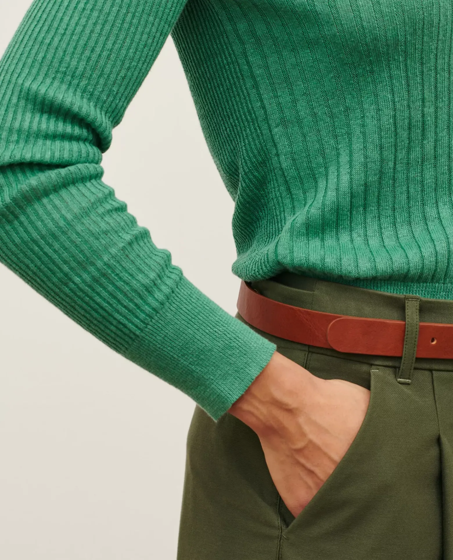 Maille|Comptoir des Cotonniers Pull Texture En Lin 0542 Pine Green