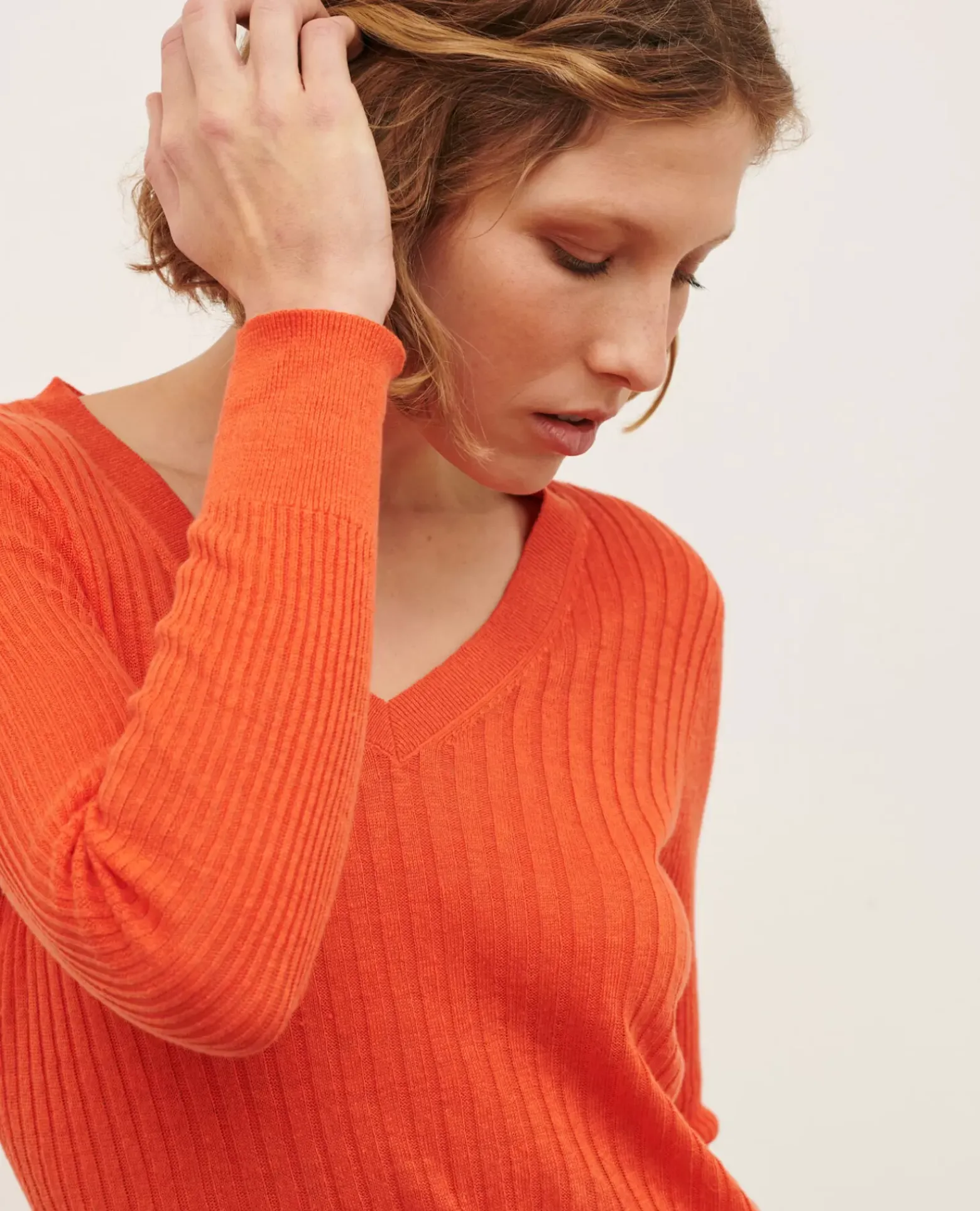 Maille|Comptoir des Cotonniers Pull Texture En Lin 0250 Tiger Lily Orange