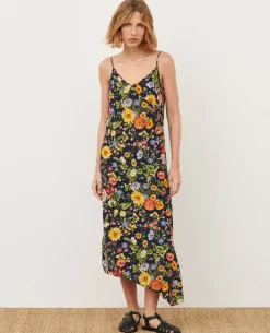 Robes|Comptoir des Cotonniers Robe Asymetrique Fluide 0684 Navy Herbier