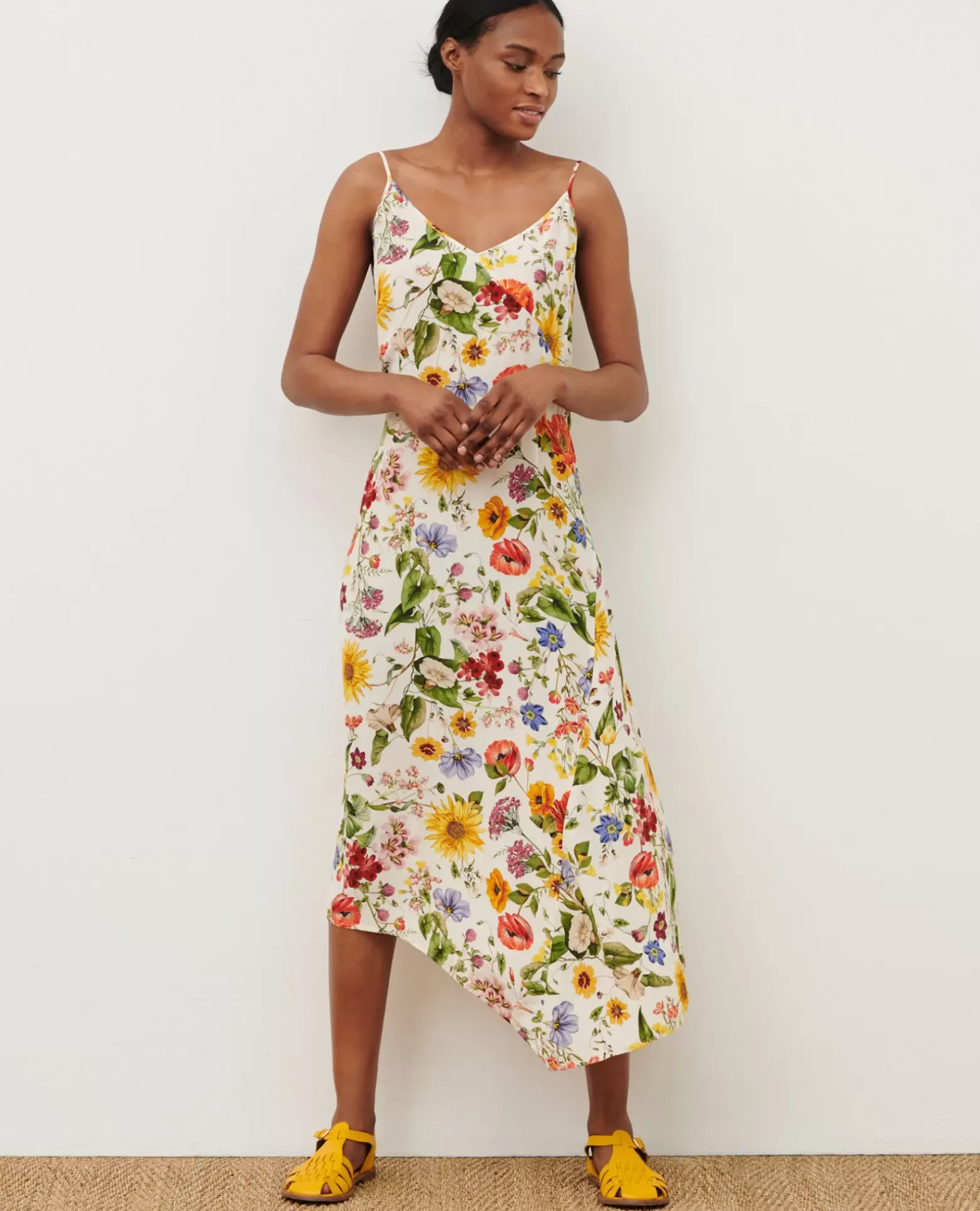 Robes|Comptoir des Cotonniers Robe Asymetrique Fluide 0020 White Herbier