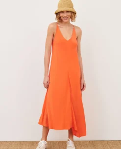 Robes|Comptoir des Cotonniers Robe Asymetrique Fluide 0250 Tiger Lily Orange