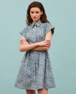 Robes|Comptoir des Cotonniers Robe Courte En Coton 7050 92_Print_Blue