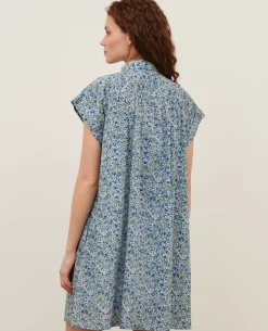 Robes|Comptoir des Cotonniers Robe Courte En Coton 7050 92_Print_Blue