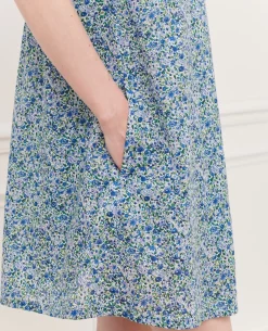 Robes|Comptoir des Cotonniers Robe Courte En Coton 7050 92_Print_Blue